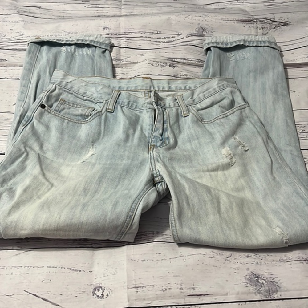 Unbranded light blue denim destroyed jeans size 2